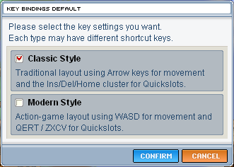 Classic and Modern key bindings